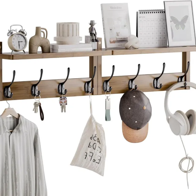 CRLYN® Wandkapstok met Hoedenplank - Kapstok - Wandplank Bruin