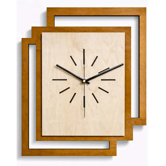 Ornament Handgemaakte Grote Houten Wandklok – Modern Minimalistisch Design, Rechthoekig Verticaal, Geruisloos, Zonder Tikkend Geluid – Voor Woonkamer, Slaapkamer, Keuken – Unieke Wanddecoratie, Industrieel Design & Stil Uurwerk dennenbeits