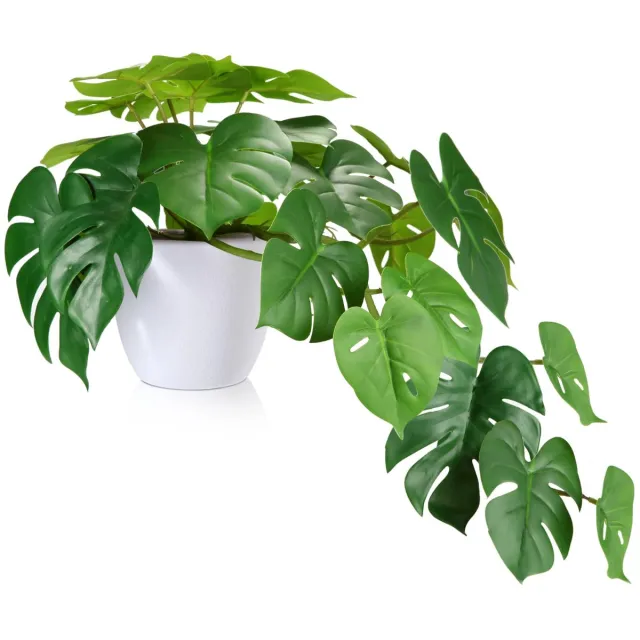 PolkaHome 50 cm Kunstplant Tropical Monstera Plant Realistic Plastic Fake Plant Decorative Indoor Pot Groen