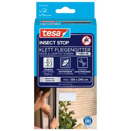 Tesa Raamhor Insect Stop - 120x240cm - Wit - Textiel