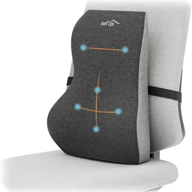 Best Life Rugkussen - Rugsteun Onderrug - Lendekussen - Zitkussen Orthopedisch - Auto Grijs