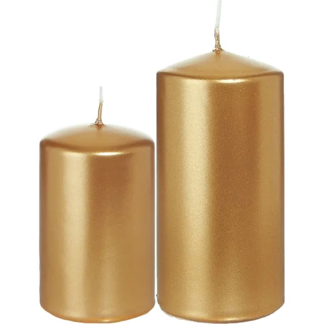 Trend Candles Cilinder Stompkaarsen set 6x stuks goud 8 en 12 cm