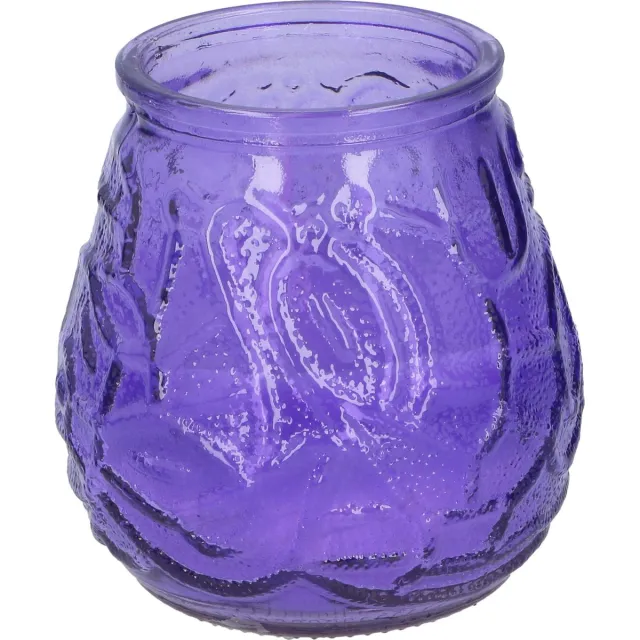 arti casa 1x citronella lowboy tafelkaars in paars glas - 10 cm - 15 branduren
