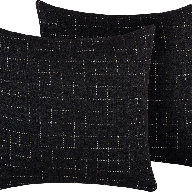 Beliani BELLFLOWER - Sierkussen set van 2 - Zwart - 45 x 45 cm - Polyester
