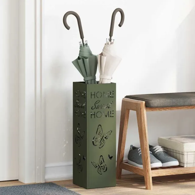 vidaXL Regen paraplu standaard Olijfgroen 15,5 x 15,5 x 49 cm Staal