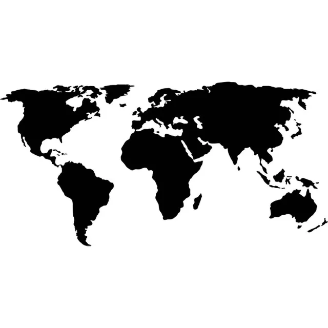 Looster-art&design Muursticker Wereld kaart - Wold map - Decoratie Wall -art - Woonkamer - Slaapkamer zwart