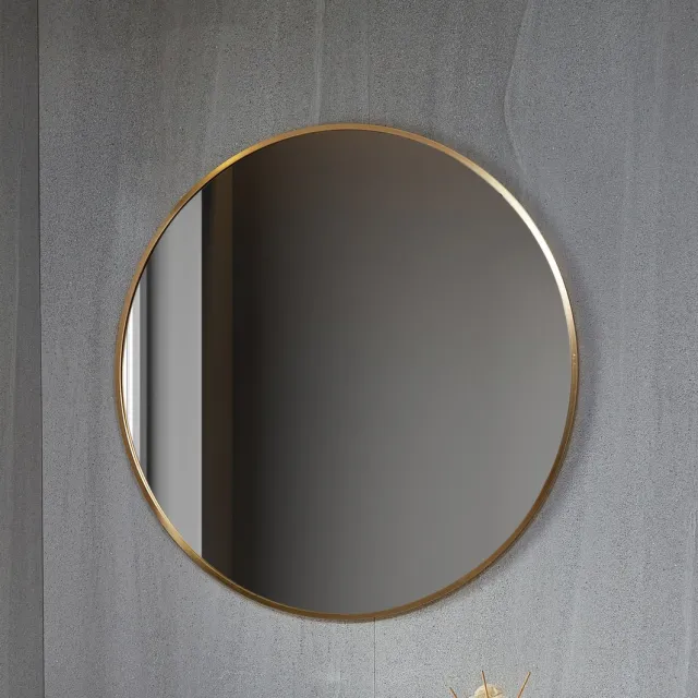 Bella Mirror Badkamerspiegel - Spiegel Rond - 80 cm - Met gouden frame