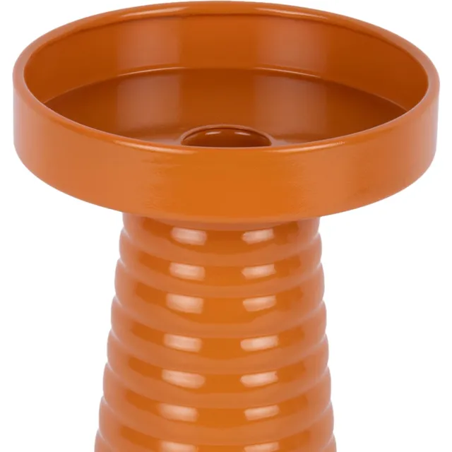Present Time Kandelaar Catania Ribbed - Oranje - 11x11x19,5 cm
