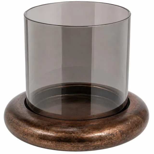 Colmore by Diga Windlicht-Hurricane-luster glass-alu raw/oxyburned 30x30x23cm