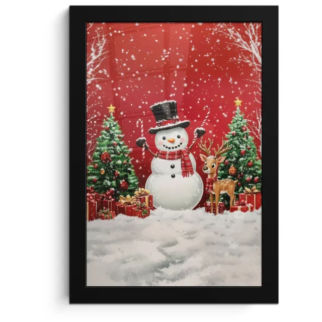 FrameYourWall Poster in lijst - Fotolijst 20x30 cm - Posters - Feestvreugde - Winterbos - Kleurrijk - Posterlijst zwart - Decoratie - Wanddecoratie woonkamer - Muurdecoratie slaapkamer