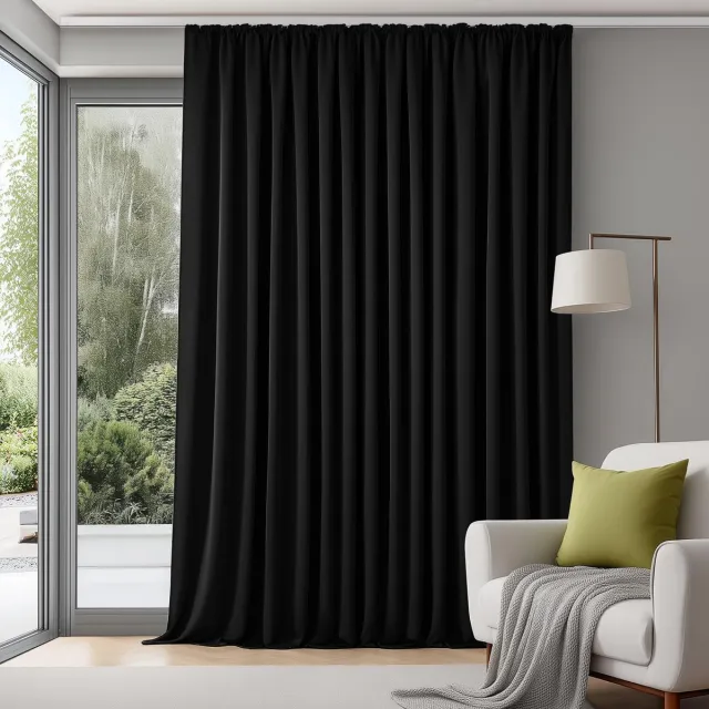 Famanu Verduisterend gordijn, 280 x 245 cm, zwart, ideaal voor het blokkeren van licht