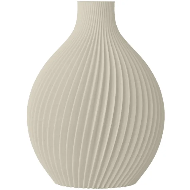 Layvo CORVUS Vaas - Crème - D20 x H25 cm - droogbloemen vaas - organische vaas - gerecycled plastic