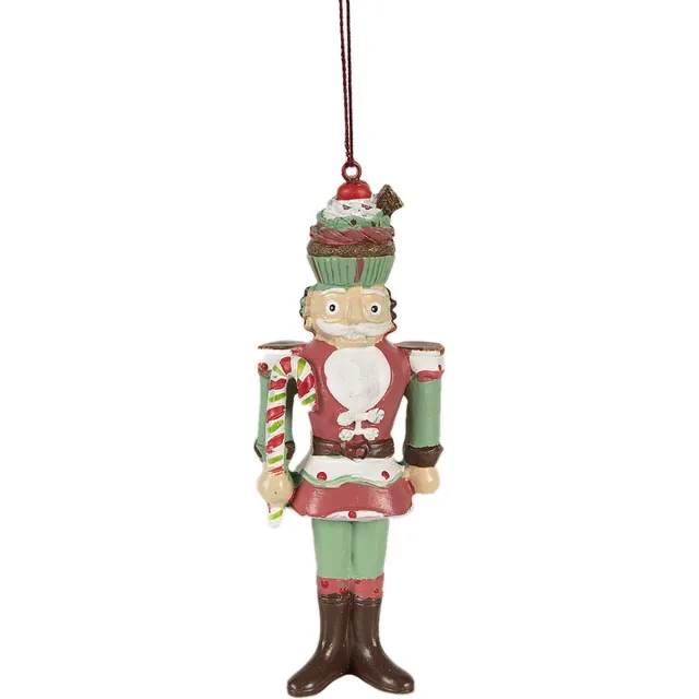 Clayre & Eef Kersthanger Notenkraker 12 cm Rood Polyresin