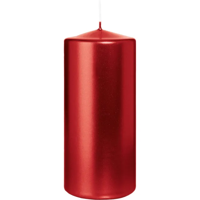Wiedemann Cilinderkaars/stompkaars - metallic rood - 15 x 7 cm - 63 branduren - zuilkaarsen Donkerrood