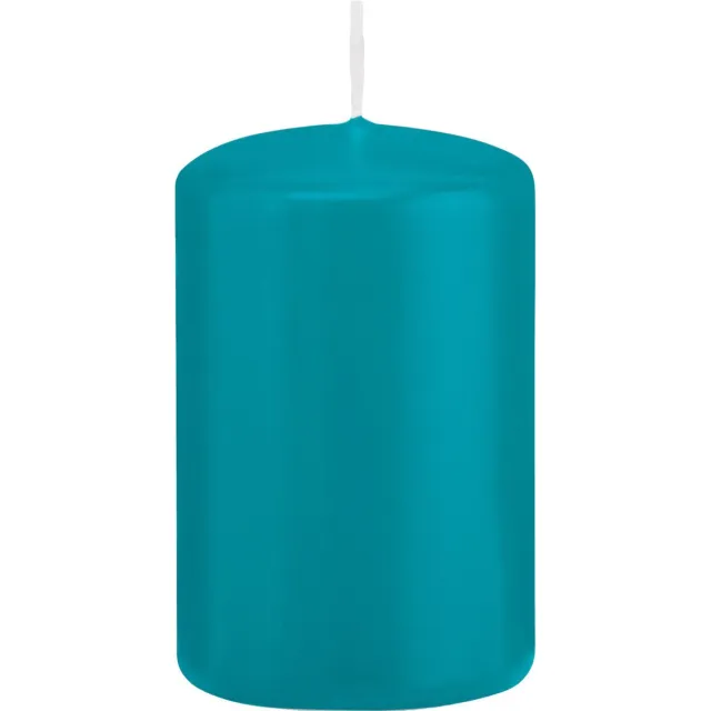 Trend Candles Cilinderkaars/stompkaars - turquoise - 5 x 8 cm - 18 branduren - met brandvertragende folie