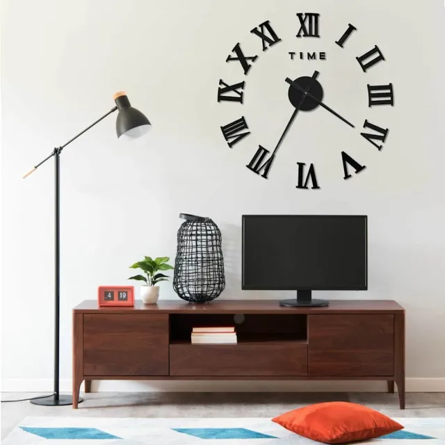 vidaXL 3D-wandklok modern XXL 100 cm zwart, foto 2