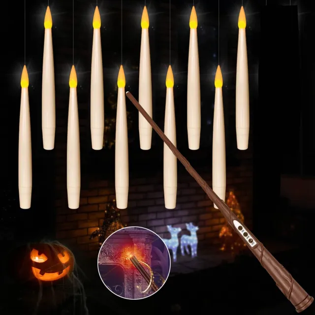 NCRealher Drijvende Kaarsen Met Afstandsbediening - LED-Kaars - 10 Stuks Flikkerende Warmlicht Hangkaarsen - Voor Halloween Kerstmis Wit