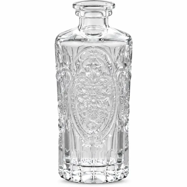 SWGOTA Retro glazen vaas met hoogreliëf - Transparant, cilindervormig met smalle hals - Hoogte 12,5 cm - Voor kunstbloemen - In kartonnen doos