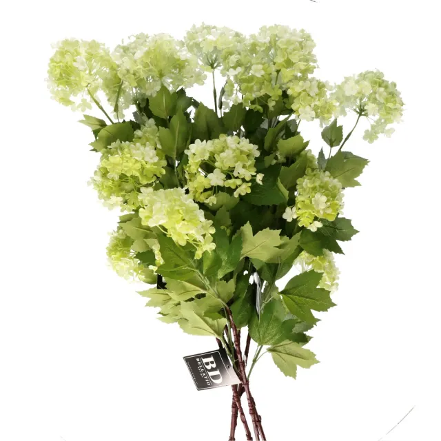 Bellatio Design Kunstbloem Viburnum/Sneeuwbal - 5x - 88 cm - groen - losse steel - kunst zijdebloemen Lichtgroen