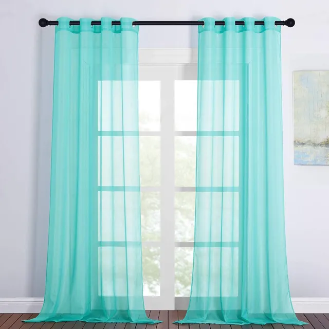 Pony Dance Vitrage – duurzaam – luxe vitrage voor slaapkamer woonkamer eetkamer - hoogwaardig voile – vitrage gordijn Turquoise