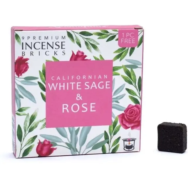 Aromafume witte salie en roos - wierookblokjes - wierook - 1 doosje 9 stuks