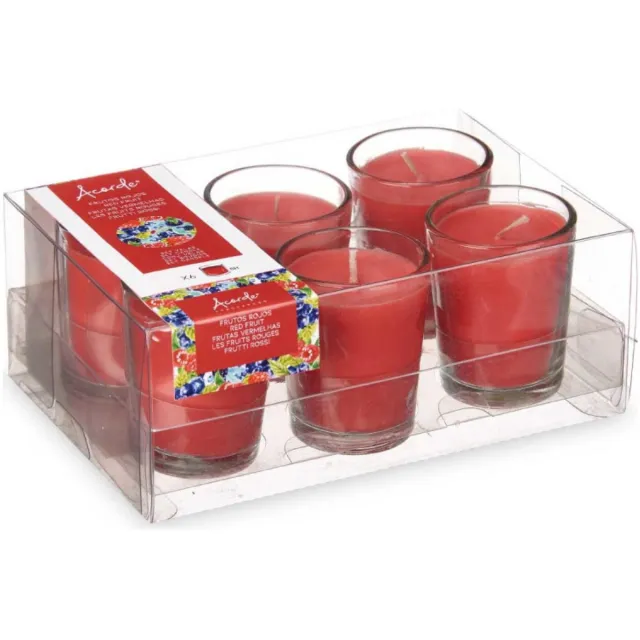 Arte r Arte regal geurkaarsen - 6x - rood fruit geur - rood - 8 branduren - in glas - aroma kaars