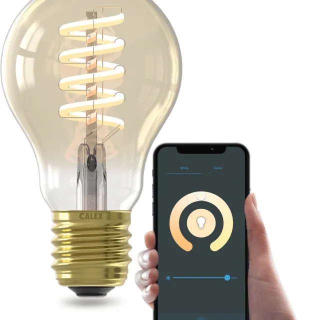Calex Smart Filament LED Lamp - E27 - Warm Wit Licht - Goud - Slimme Verlichting - A60 - 7W