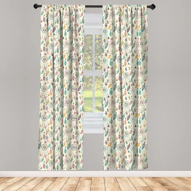 ABAKUHAUS Feder Gordijnen – 2x75x175 cm – Meerkleurig Microfaser, Halfverduisterend
