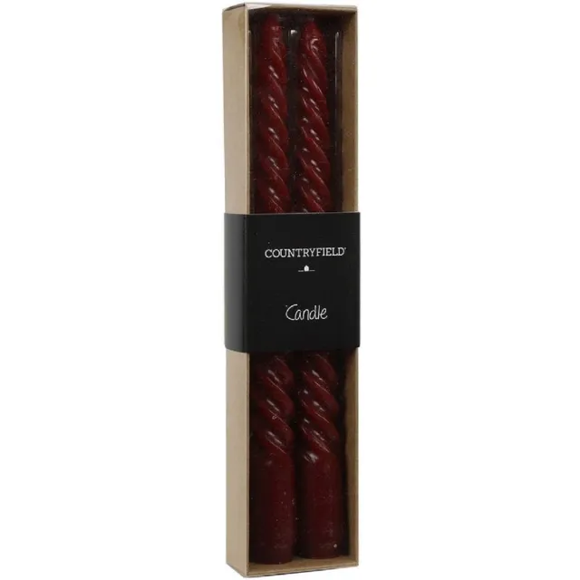 Countryfield gedraaide kaars - 2 stuks - grijs - 20 cm
