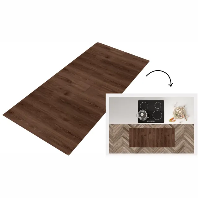 KitchenYeah Keukenloper 120x50 cm - Keukenmat vinyl Bruin - Patronen - Hout - Keukenmatten loper - Keuken vloerkleed tapijt