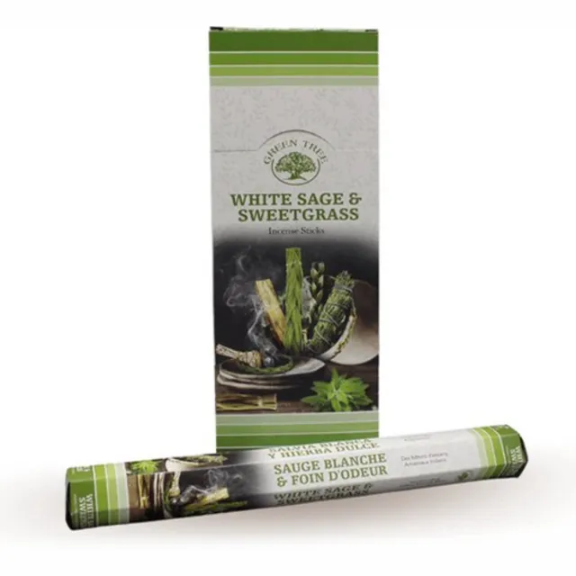 Green Tree witte salie sweet grass wierook - hexa - doos 6 stuks White Sage Sweetgrass