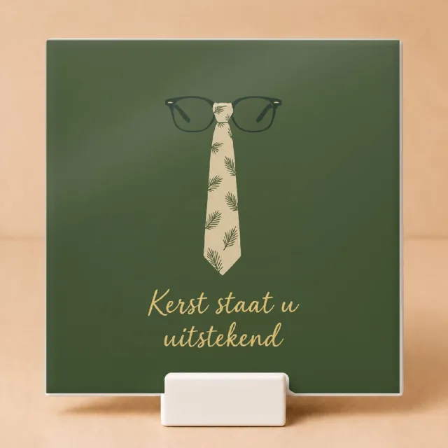 Bedruk King Minimalistische Kersttrui voor de Meester Tegel – Scandinavische Wanddecoratie met Humor voor Leraren - 11 x 11 cm met houder Wit