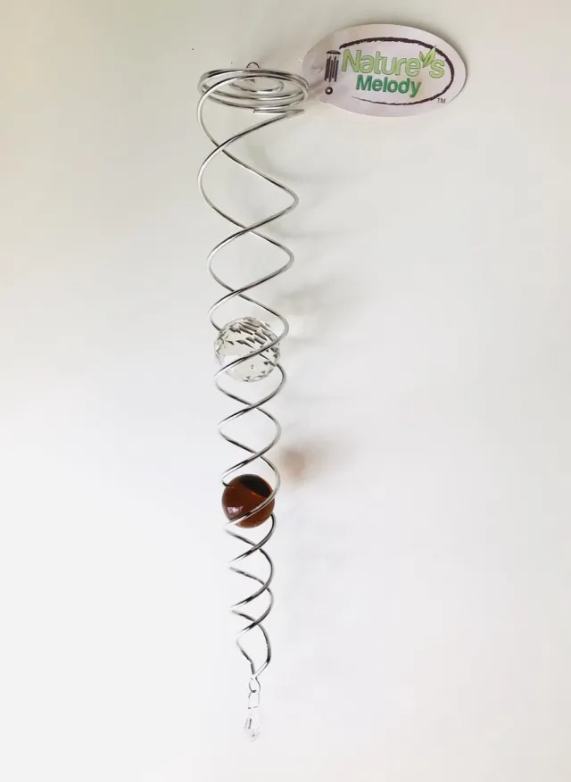 Nature's Melody Spinner Wind Spinner Kristal staart 50cm met Amber kl. glazen kogel van 4cm & facet geslepen glazen kogel van 5cm ,wind vanger, Twister , spiraal Feng Shui