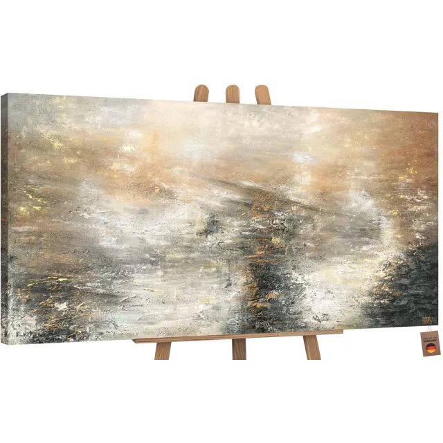 YS Canvas schilderij groot handgeschilderd kracht van de elementen natuur abstract – YS-Art Gallery – Krachtige wanddecoratie voor woonkamer – Modern schilderij voor kantoor en hal Without Floater Frame