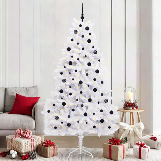 vidaXL Kunstmatige Inklapbare Kerstboom Wit 210 cm PVC en staal