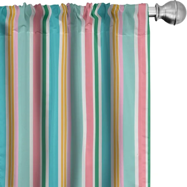 ABAKUHAUS Gordijnen met naaldstrepen – 2x75x245 cm – microvezel – veelkleurig Mehrfarbig