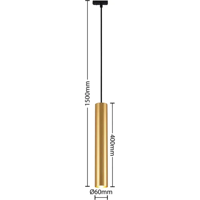 Lindby 1-fase railverlichting - 1licht - Metaal, textiel - H: 40 cm - GU10 - zwart, goud