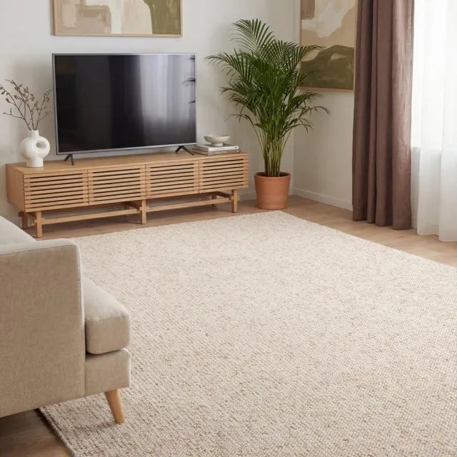 Elle Decoration Rocco vloerkleed in wol-look Rocco Crème - 200 x 290 cm - (L) Wit
