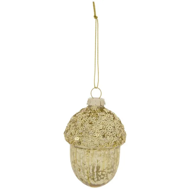 Feeric lights & Christmas Gouden glazen hanger in de vorm van een eikel, 8 cm Dore
