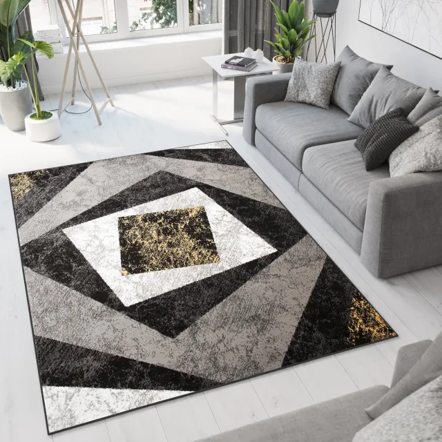 Tapiso Dream Vloerkleed Grijs Geel Modern Woonkamer Tapijt Maat - 60x100 Zwart