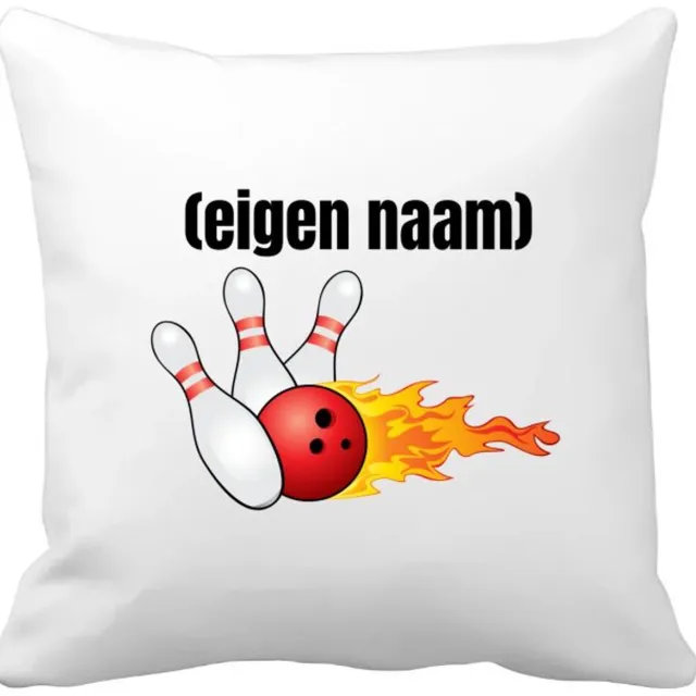 Akyol bowling kegels vuur met eigen naam Kussen hoes - Bowlen - ieman die graag bowlt - sport - bal - kegels - cadeau - verjaardag - kado - 40 bij 40 cm Multicolor
