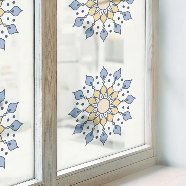 Coloray Privacy Folie Raam - Decoratieve mandala Anti inkijk Raamfolie Glas in Lood - 200x146 cm - Wit Melkglas Folie - Zonwerende Raamfolie - Voor de slaapkamer, woonkamer en hal. - Privacy Folie Raam Glas in Lood Wit - Decoratieve mandala