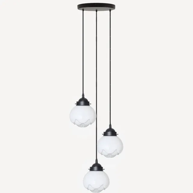Coloured by Art 3 lichts hanglamp Paeonia - Art Deco Trade Zwart