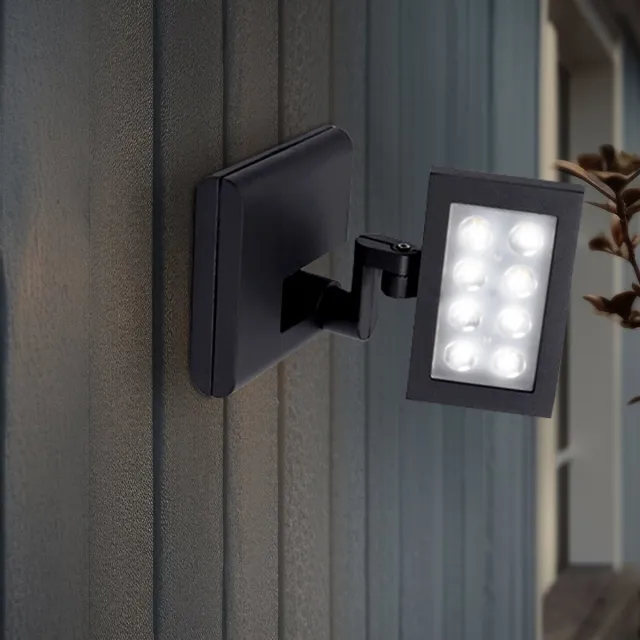 Lutec Buitenwandlamp antraciet LED wandlamp voordeurlamp gevellamp aluminium, spot beweegbaar, 8W 1135lm neutraal wit, BxH 15,8 x 19,5 cm