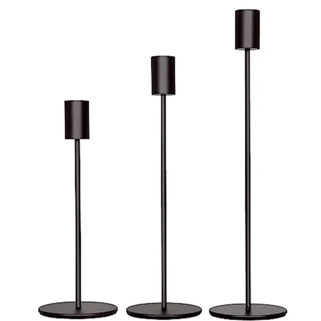 Wonix Kandelaar Set van 3 - Kaarsenhouder - Kaarsenstandaard - Decoratieve accessoires - Kandelaars Groot en Klein - Metaal - Zwart