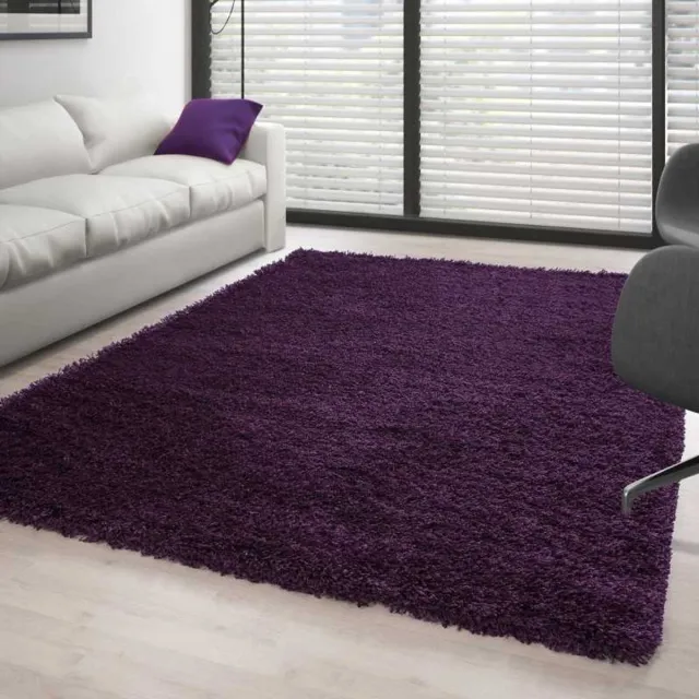 TapisTrend Harig tapijt Paars 160 cm rond Hoogpolig vloerkleed voor de woonkamer, effen