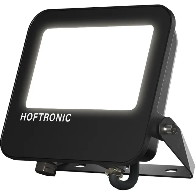 HOFTRONIC Luxor V2 LED Schijnwerper 50 Watt 8000 Lumen (160lm/W) - 4000K Neutraal wit licht - IP65 waterdicht - Incl. Ventilatieplug - 5 jaar garantie Zwart