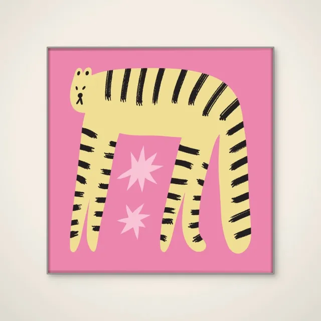 HelloWalls Akoestisch schilderij - 100 x 100 cm - Tinyandwildno22 van Treechild - Dieren wanddecoratie - zilver textielframe Meerkleurig