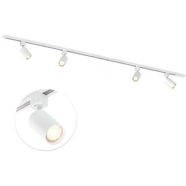 Qub Focus Railverlichting - Wit - 200 cm - I-Vorm - 4x GU10 Spots - Dimbaar - Complete Set 200 cm - Wit - 4x spots