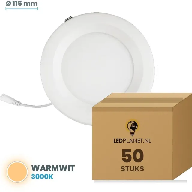 Tsong LED downlight 9W - 50 stuks - Warmwit 3000K - 810 lm - Ø115mm - zaagmaat Ø95mm - 120° - IP20 - CRI80 - 230V